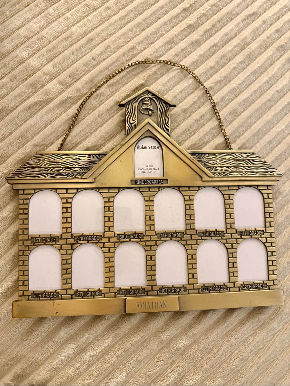 Gold Schoolhouse Multi-Photo Frame with Nameplate - Gold Finish